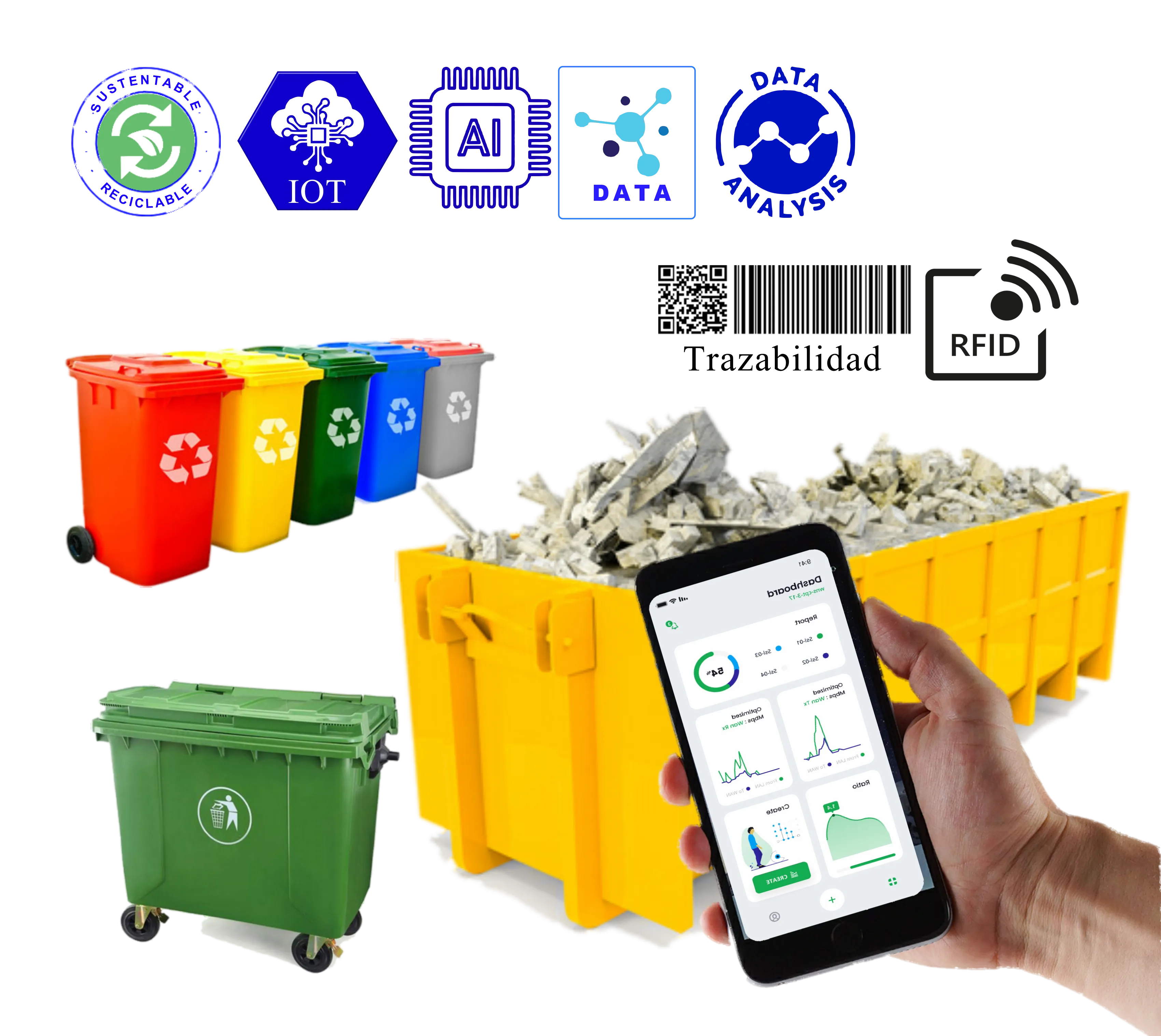 contenedores de basura con sensores balanza IOT integrada 